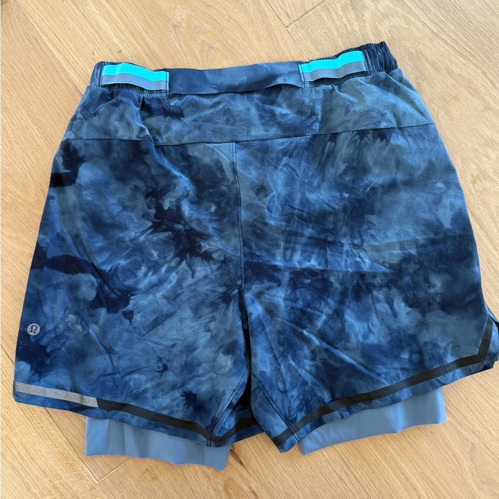 lululemon athletica Blue Tie-Dye Athletic Shorts.